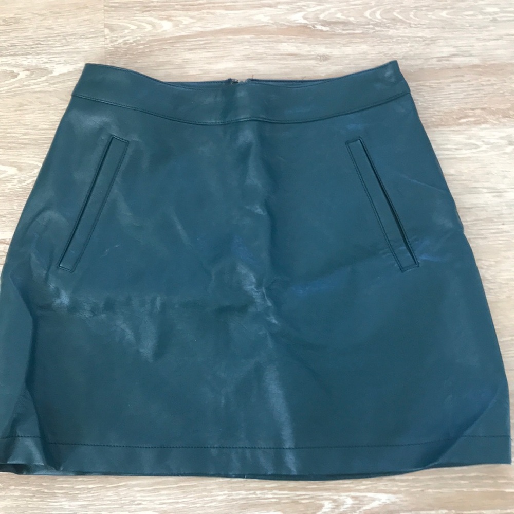 Green leather skirt